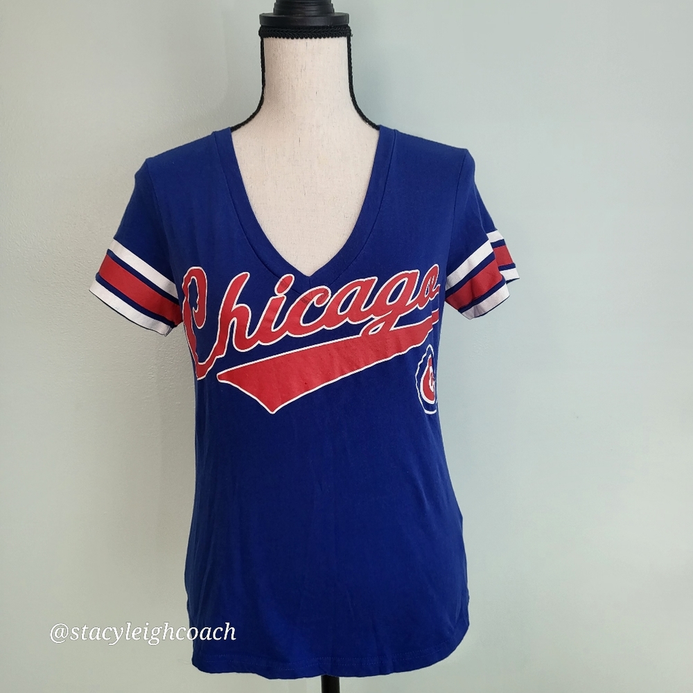 Chicago Cubs Womens T Shirt XS Blue Red